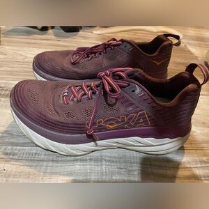 Hoka Women's Sneakers in Burgundy and White
